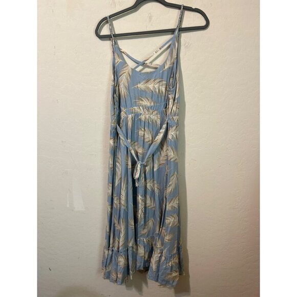 Torrid Sz 00 (US 10 M/L) Light Blue Midi Feather Print Tie Waist Sundress - Picture 5 of 8